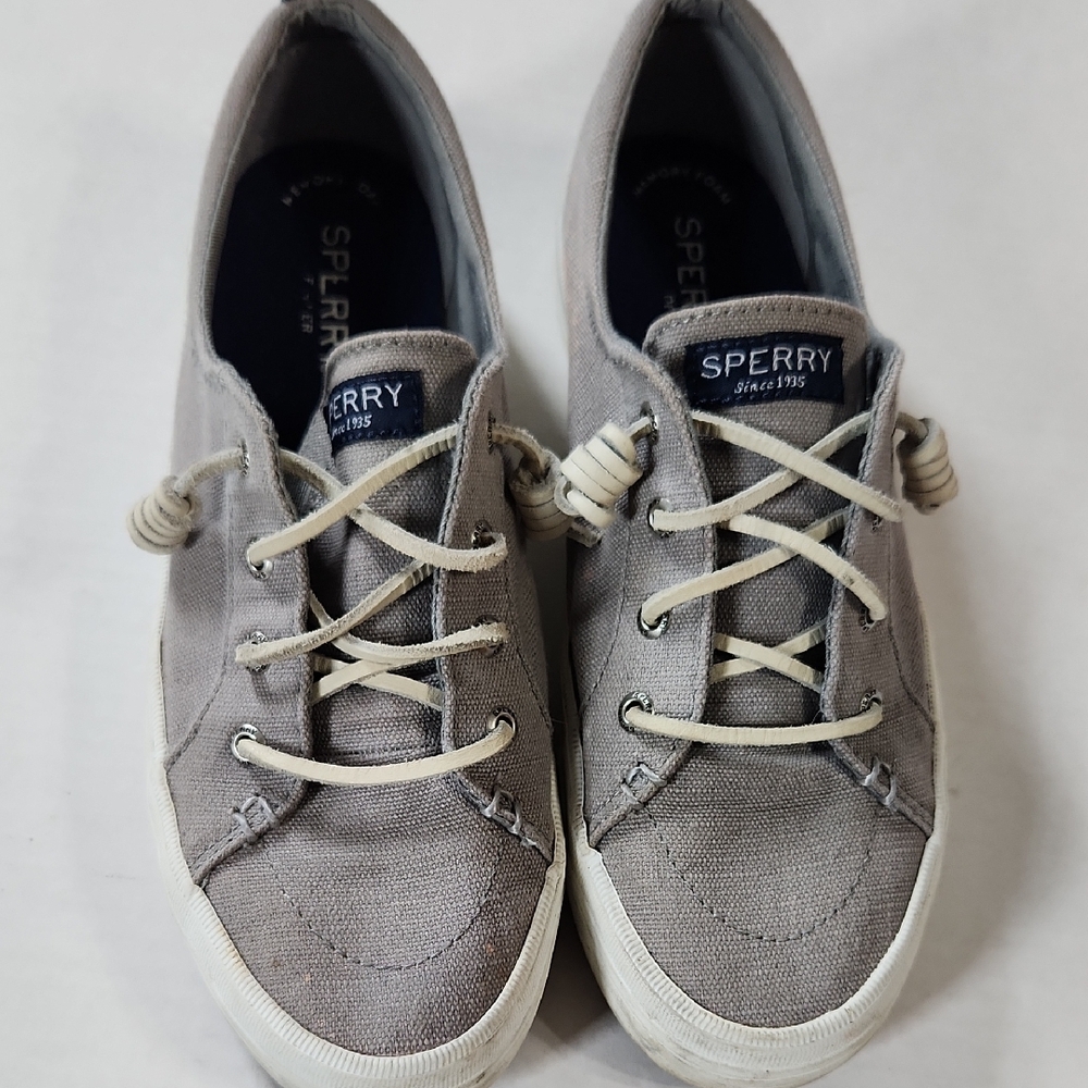 Sperry Gray Canvas Sneakers- 7.5